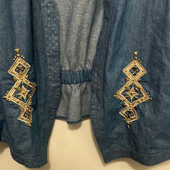 Vintage Laura Daniels Embroidered Gold Hardware Detailing Denim Vest Waistcoat - Picture 11 of 12